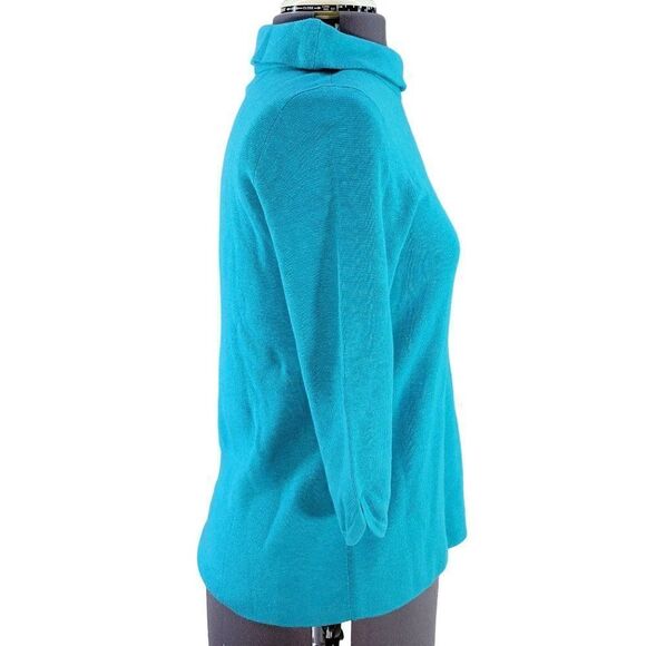 NWOT Talbots Teal Cowl Neck Sweater Sz MP - Picture 2 of 7